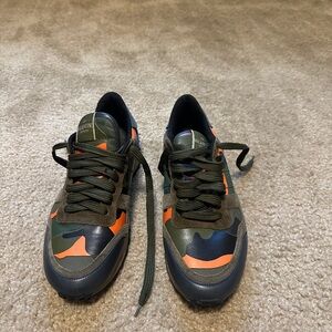 Valentino Garavani Green and Orange Camouflage Sneakers